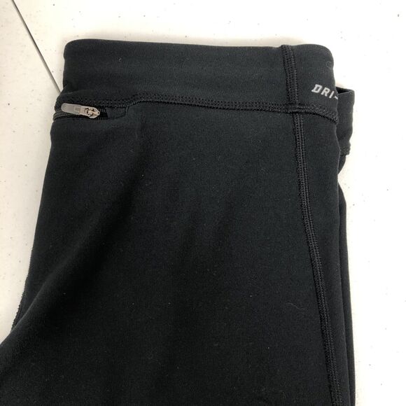 Nike Pants Womens Large Black Dri-FIT Running Leggings Zip Ankle Compression - Picture 14 of 16